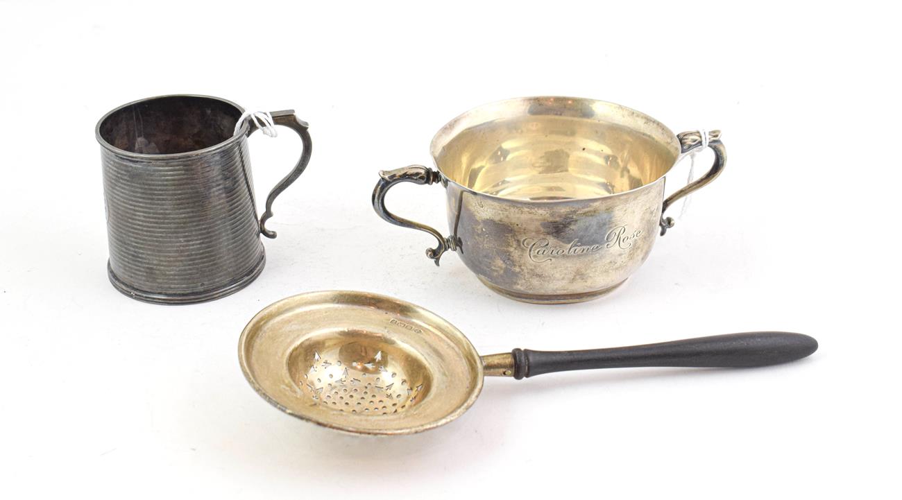 Lot 100 - Three Silver Items, including a George V Silver Christening-Mug, by William Sucking Ltd.,...