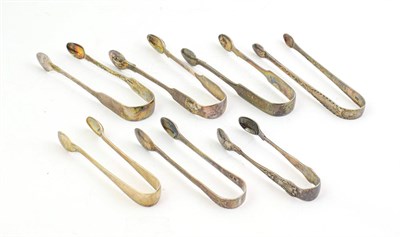 Lot 103 - A Quantity of George III and Later Silver Sugar-Tongs, various patterns, 7oz 16dwt, 243gr (7)