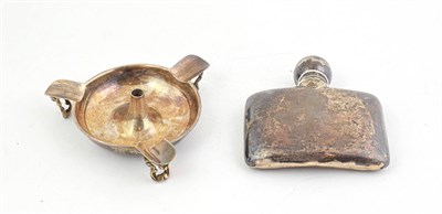 Lot 108 - A Victorian Silver Ashtray and a Silver Spirit-Flask, the ashtray by John and William Deakin,...