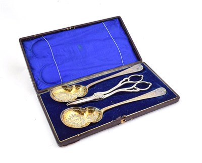 Lot 110 - A Pair of Edward VII Silver Serving-Spoons and an associated Pair of Silver Plate...