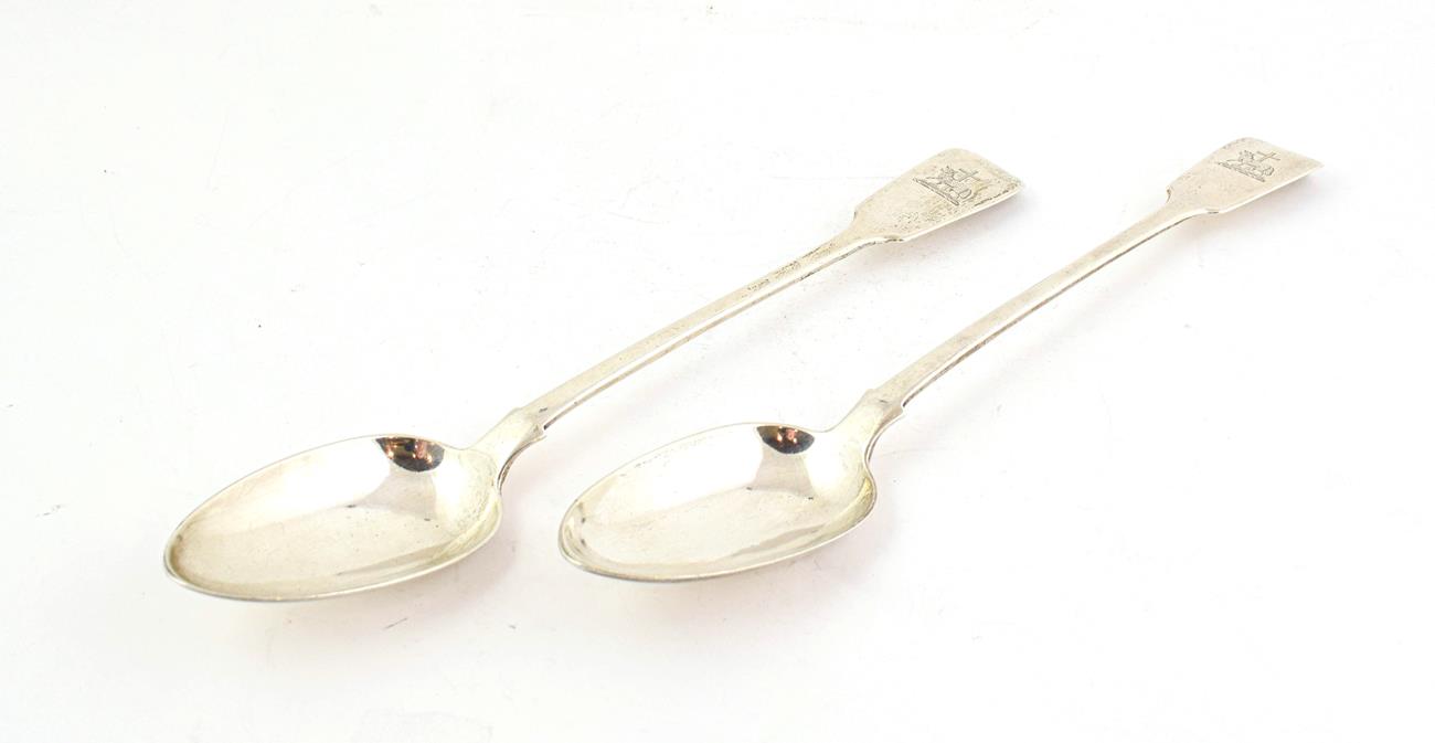 Lot 111 - A Pair of George IV Silver Basting-Spoons, by Charles Eley, London, 1828, Fiddle pattern,...