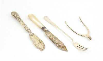 Lot 112 - Four Various Serving-Implements, comprising: an Elizabethan pattern slice; a Hanoverian pattern...