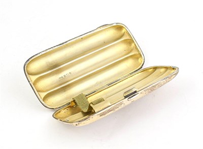 Lot 116 - A George V Silver Triple Cigar-Case, by Smith and Bartlam, Birmingham 1913, oblong and engraved...