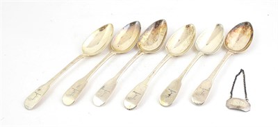 Lot 120 - A Set of Six George III Silver Table-Spoons, by Thomas Wilkes Barker, London, 1814, Fiddle pattern