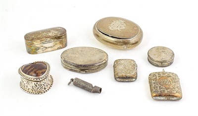 Lot 125 - A Collection of Assorted Victorian and Later Silver Boxes, comprising: an oval box, the hinged...