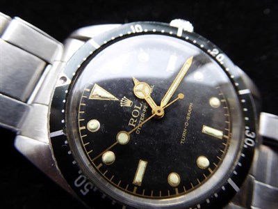 Lot 2182 - A Rare Stainless Steel Automatic Centre Seconds Wristwatch, signed Rolex, Oyster Perpetual,...