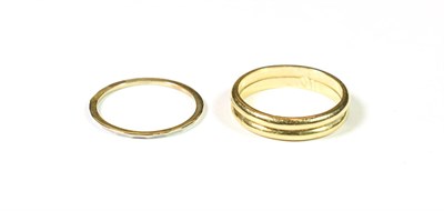 Lot 141 - A double band ring, unmarked, finger size S1/2; and another, finger size S