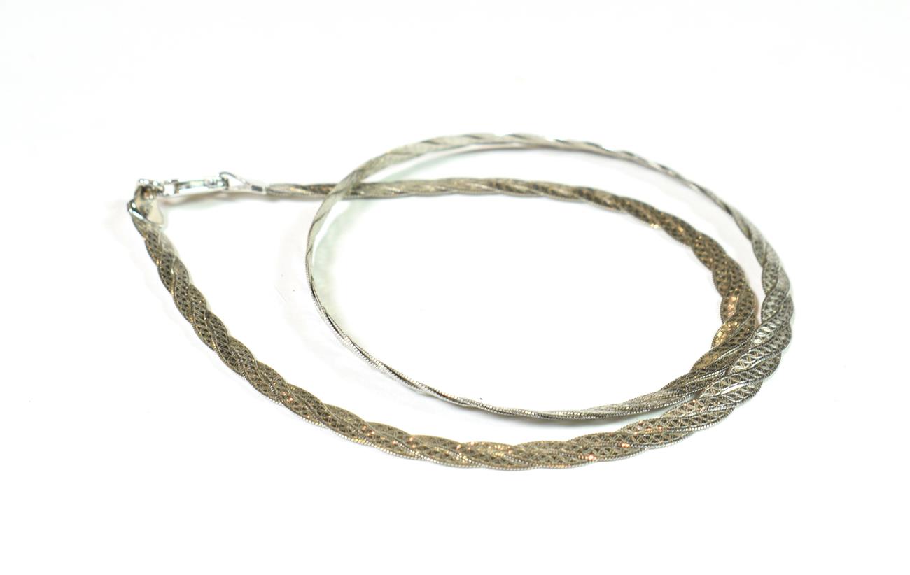 Lot 143 - A 9 carat white gold fancy link necklace, length 43cm