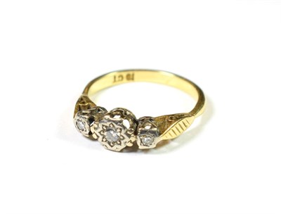 Lot 177 - A diamond three stone ring, stamped '18CT', finger size L
