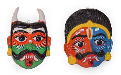 Lot 224 - Two large Indian polychrome papier mache masks (2)
