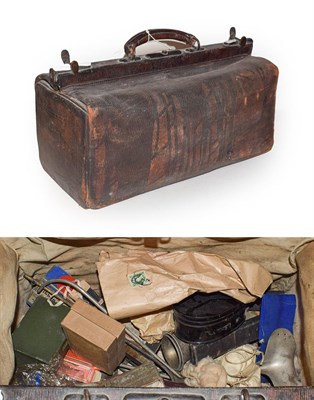 Lot 225 - A doctor's leather Gladstone bag with medical contents