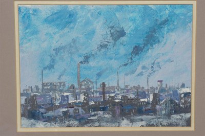 Lot 971 - Geoffrey W. Birks YWS (1929-1993)  Industrial northern landscape  Signed, oil on paper, 22cm by...