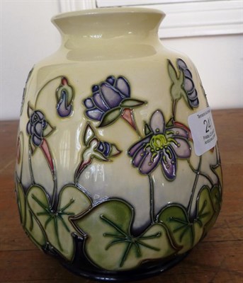 Lot 241 - A Moorcroft Hepatica pattern vase, designed by Emma Bossons, impressed factory marks and nib...