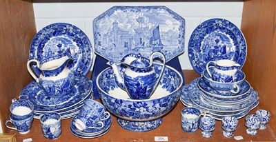 Lot 254 - A quantity of blue and white transfer printed pottery to include mainly Wedgewood Ferrara...