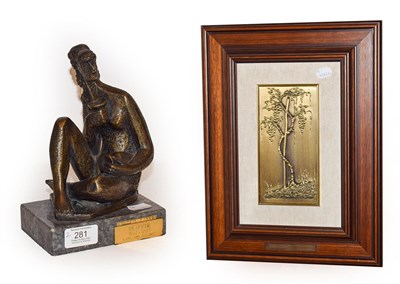 Lot 281 - A bronze figure by Stojan Batic (1925-2015) female nude with goblet and a 1989 gilt metal vine...