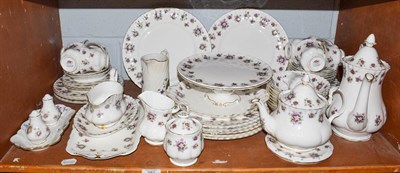 Lot 282 - A Royal Albert Sweet Violets pattern part tea and dinner service including coffee pot, teapot,...