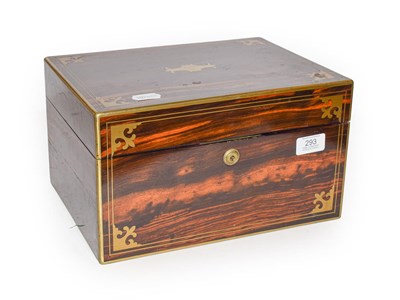 Lot 293 - A Victorian brass inlaid Coromandel fitted jewellery box with secret compartment by Sampson...
