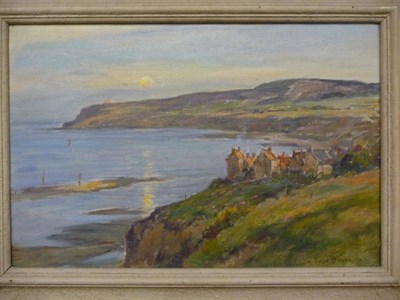 Lot 978 - Owen Bowen ROI, PRCamA (1873-1967)  "Moonrise" Signed, inscribed verso, oil on canvas, 36cm by...