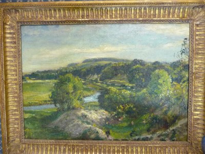 Lot 981 - Reginald Grange Brundrit RA, ROI (1883-1960)  River landscape Oil on canvas, 45cm by 66.5cm...