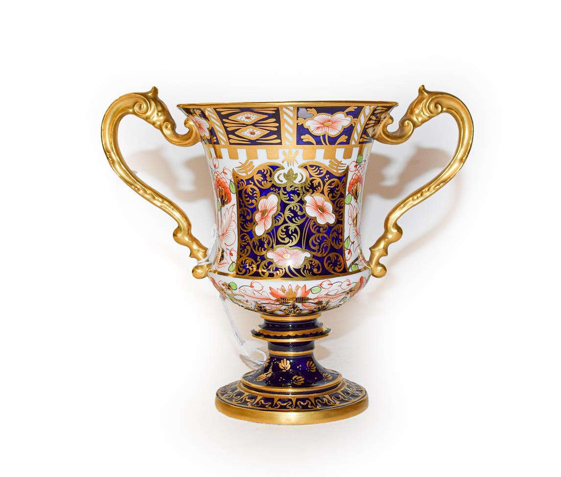 Lot 361 - A Royal Crown Derby Imari loving cup, 18cm