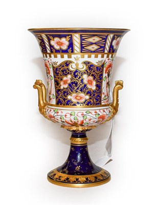 Lot 363 - A Royal Crown Derby Imari twin-handled pedestal cup, 18.5cm