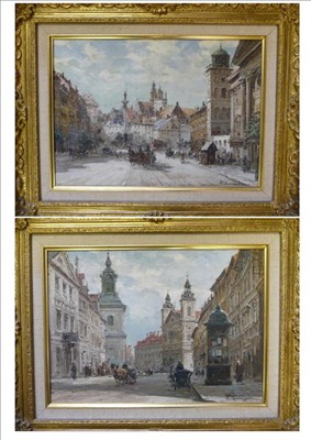 Lot 985 - Wladyslaw T Chmielinski (1911-1979) Polish  "View from Krakow"; "Street Scene in Krakow" Both...