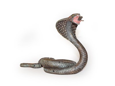 Lot 368 - A cold painted bronze model of a cobra, 14cm high