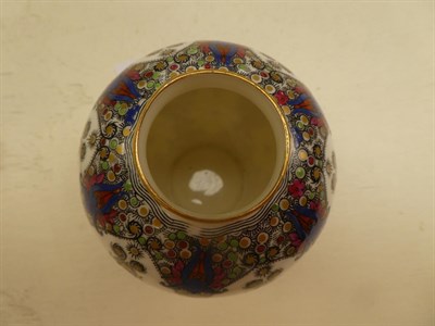 Lot 382 - A Royal Worcester Hadley ware twin-handled pedestal rose bowl enamelled with flowers, 19cm...