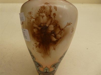 Lot 382 - A Royal Worcester Hadley ware twin-handled pedestal rose bowl enamelled with flowers, 19cm...