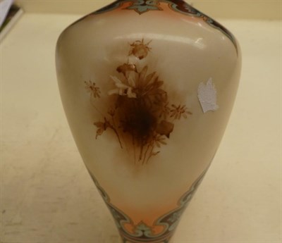 Lot 382 - A Royal Worcester Hadley ware twin-handled pedestal rose bowl enamelled with flowers, 19cm...
