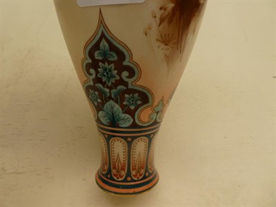 Lot 382 - A Royal Worcester Hadley ware twin-handled pedestal rose bowl enamelled with flowers, 19cm...