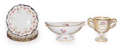 Lot 391 - A Cauldon floral painted loving cup and four similar plates, together with an early 19th...