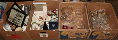 Lot 415 - Four boxes of assorted ceramics and glass including Limoges and Royal Albert etc. together with...