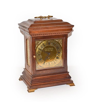 Lot 429 - A 20th century German mahogany cased 8 day table clock with Westminster strike and having...