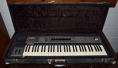 Lot 446 - An Ensoniq SQ80 synthesizer, cased, with stand