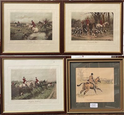 Lot 1121 - Snaffles print 'Two minds with but a single thought' and three other hunting prints (4)