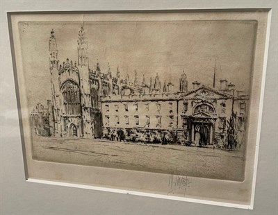 Lot 1124 - William Walcot RBA RE (1874-1943) Kings College, Cambridge, etching signed to mount, 10cm by...