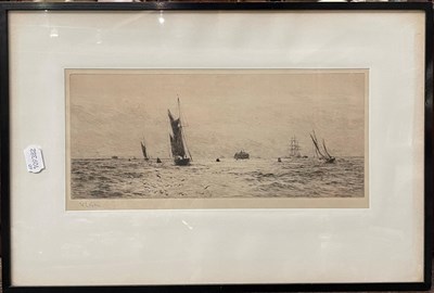 Lot 1125 - William Lionel Wyllie (1851-1931) boats on the Solent, signed etching, 26.5cm by 36cm, together...