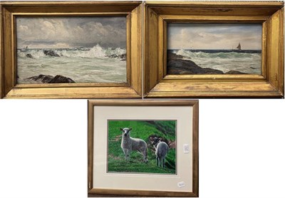 Lot 1127 - A matched pair of 19th century English school coastal scenes, indistinctly signed, oil on...