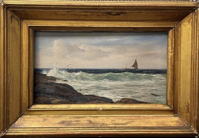 Lot 1127 - A matched pair of 19th century English school coastal scenes, indistinctly signed, oil on...