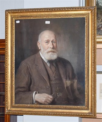 Lot 1132 - Beverly Ward (?), 19th/20th century, Portrait of a gentleman wearing a brown suit, signed...
