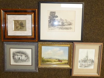 Lot 1140 - 18th century engraving by Nathaniel and Samuel Bucks, a large collection of oil paintings,...