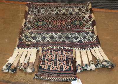 Lot 1164 - A Baluch flatweave salt bag, Afghan/Iranian Frontier, circa 1900 The field of hooked and...