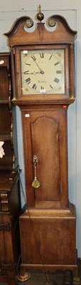 Lot 1175 - An oak thirty-hour longcase clock, early 19th century, 12'' square painted dial signed S. Bull,...