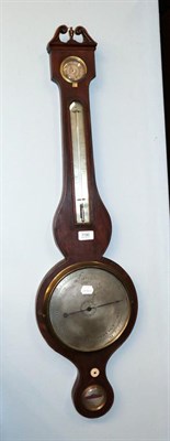 Lot 1190 - A 19th century mahogany wheel barometer with silvered dials, signed Mangarballum, Leicester 97cm