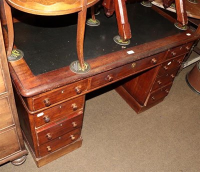 Lot 1196 - A Victorian mahogany leather-topped pedestal desk, 119cm by 62cm by 70cm
