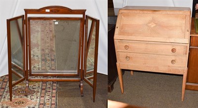 Lot 1210 - An Edwardian inlaid mahogany tryptic dressing table mirror 116cm (open by 93cm together with...