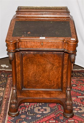 Lot 1222 - A Victorian figured walnut Davenport, with three-quarter gilt metal gallery to the lidded pen...