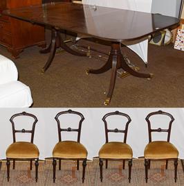Lot 1227 - A set of four Victorian carved walnut balloon backed dining chairs, together with a a Regency style