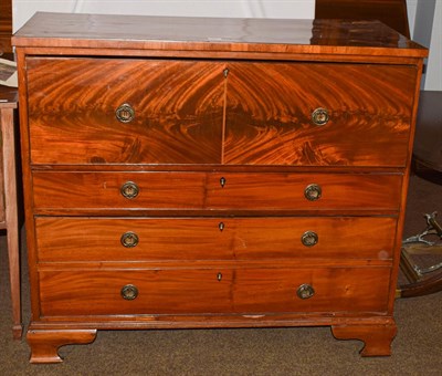 Lot 1231 - A 19th century mahogany secretaire chest with fitted interior, 125cm by 56cm by 107cm